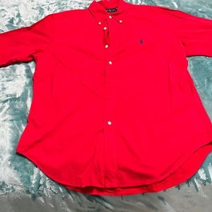 Ralph Lauren classic fit button down long sleeves shirt size L, color red
